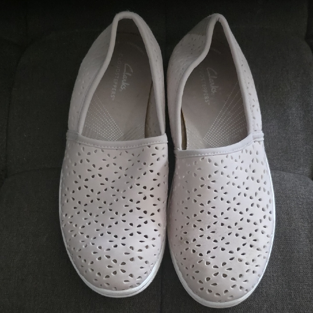 Clarks Women's Beige Perforated Loafers